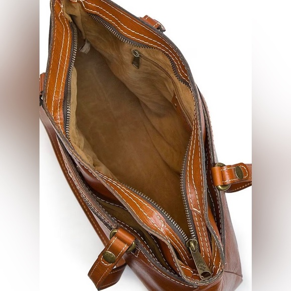 Patricia Nash Heritage Collection Poppy Satchel Leather Bag Tan Brown AUTHENTIC - Picture 4 of 12